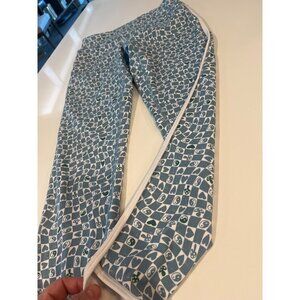 EleVen By Venus Williams Medium Leggings Yin Yang Heart Pattern Blue & White